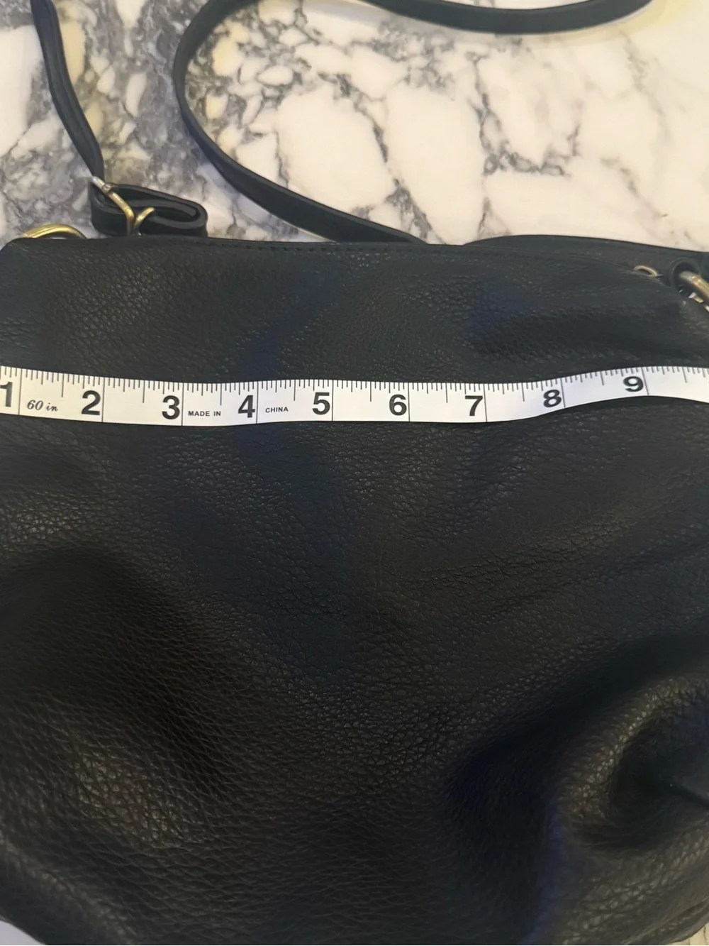Black Leather Slouchy Crossbody Bag Hobo Purse
